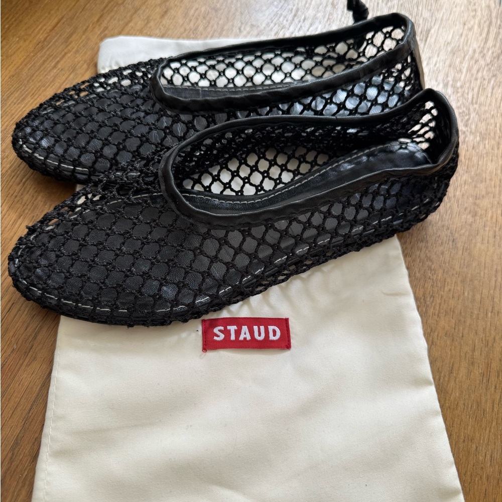 STAUD Alba Black Mesh Net Ballet Flats Worn Once Size 36 US Size 6 - Picture 4 of 6